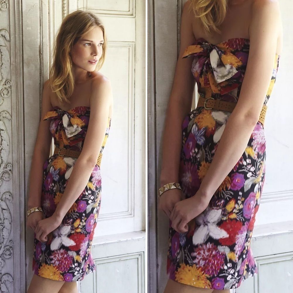Anthro Moulinette Tropica Floral Strapless Dress 0